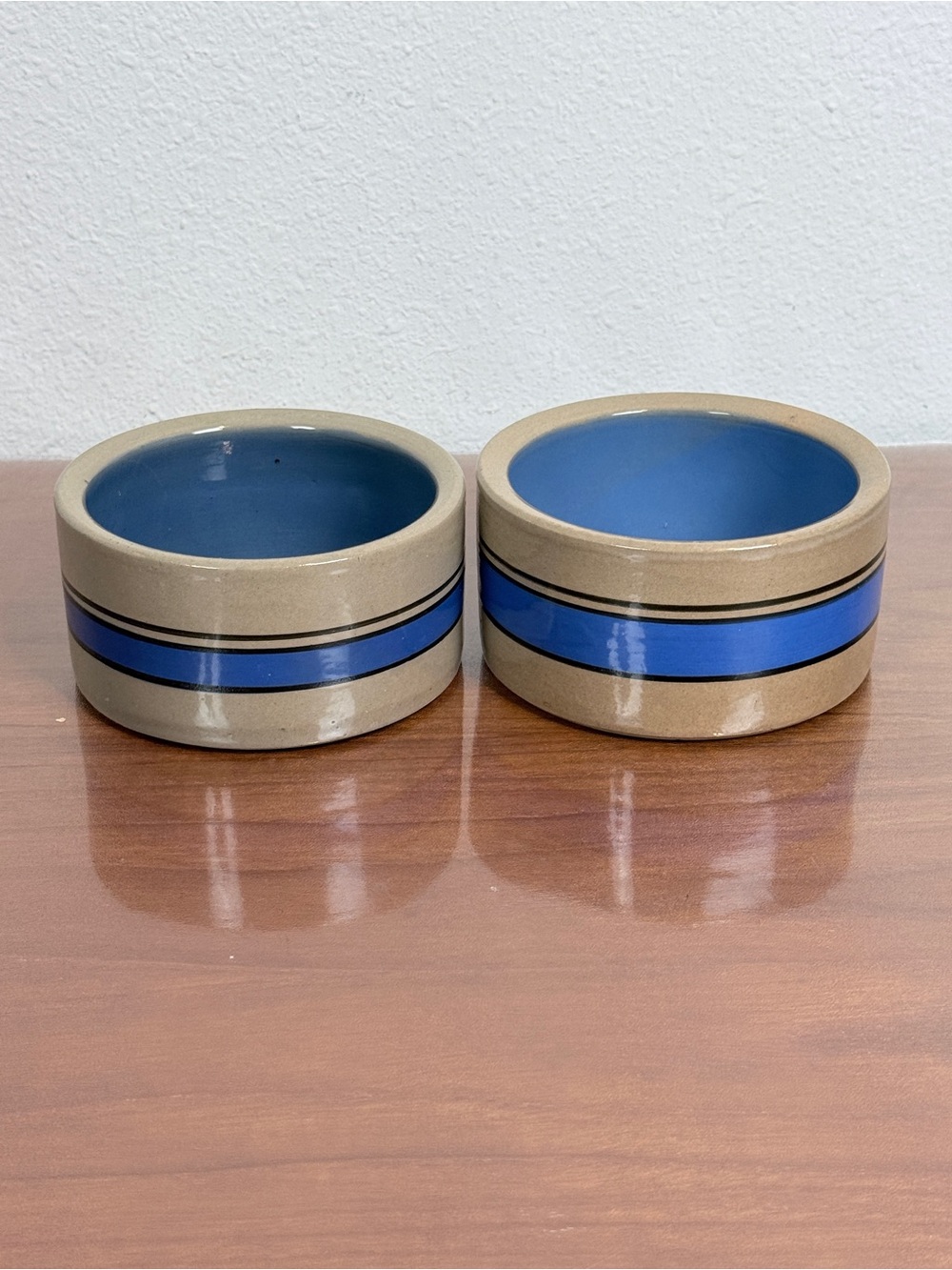 2 Vintage Bretby Stoneware 5 inch Pet Feeding Bowls